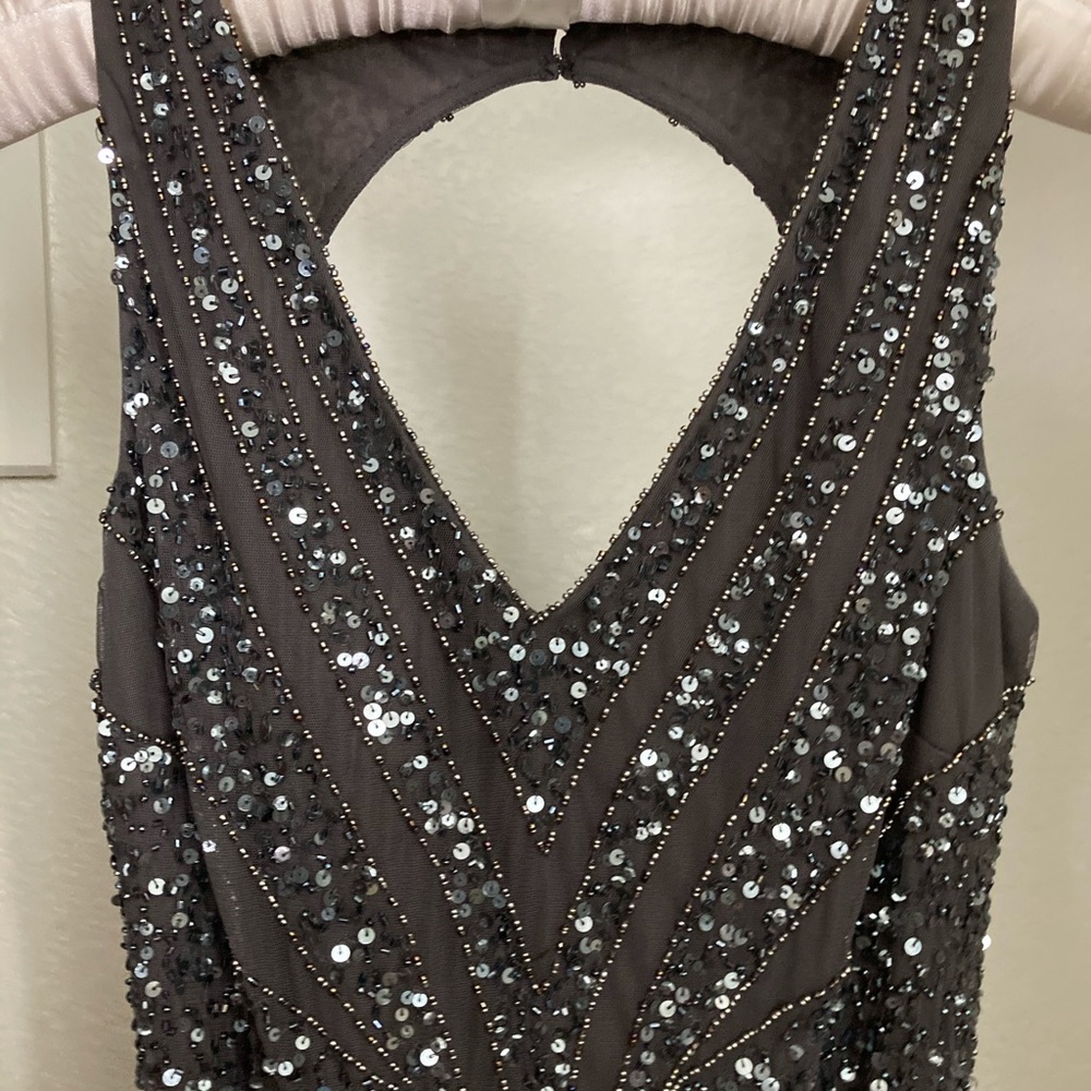 NWOT Prelude beaded gown dark grey - never worn